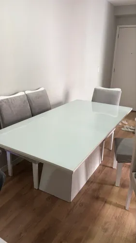Mesa de Jantar Branca 6 Lugares + 6 Cadeiras