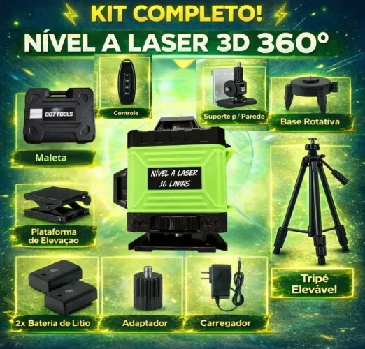 Nível a laser 16 Linhas na Maleta Tripé