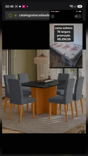 MESA 6C POLIMAN HELO RETANGULAR 160X80 C/VIDRO PRETO CAD LUARA FREIJO/GRISS