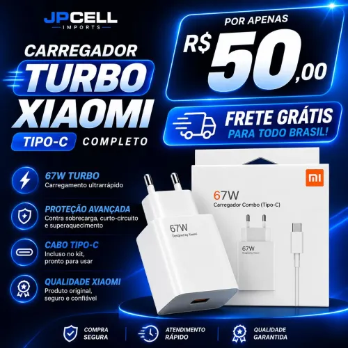 Carregador Turbo Xiaomi Completo - Entrega Grátis