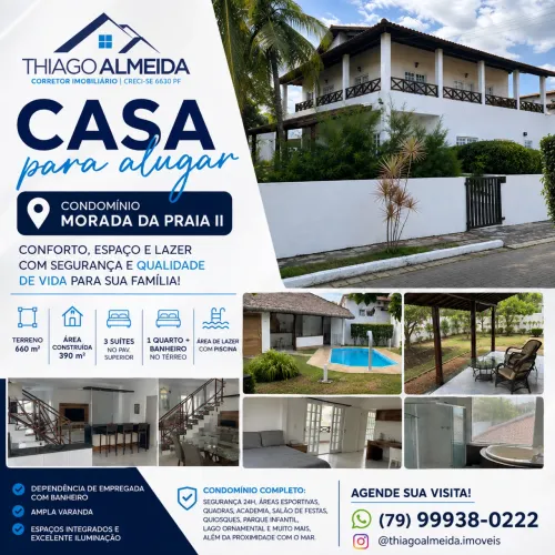 CASA DE ALTO PADRÃO PARA ALUGUEL | CONDOMÍNIO MORADA DA PRAIA I