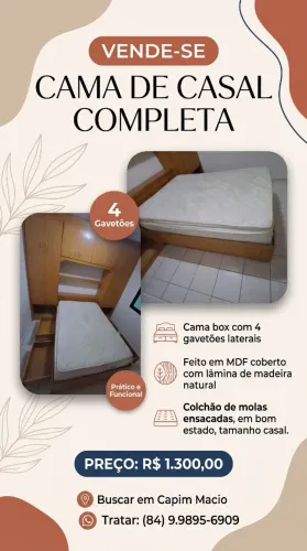 Cama completa: box com 4 gavetões + colchão de molas ensacadas tamanho casal