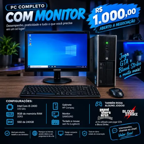 PC COMPLETO COM MONITOR ? i5 | 8GB RAM | SSD 240GB