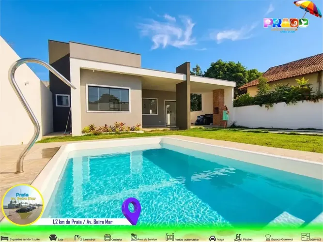 Casa no Centro de Jaconé Apenas 1,2 km da Praia e da Av. Beira Mar