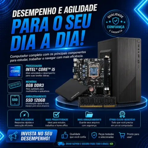 Computador NOVO i5 RAM 8gb SSD 120gb