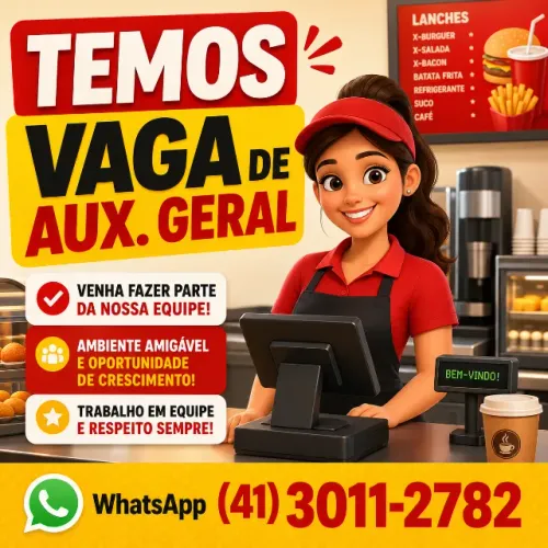 AUXILIAR GERAL NA LANCHONETE DO PARQUE JARDIM BOTANICO EM CURITIBA