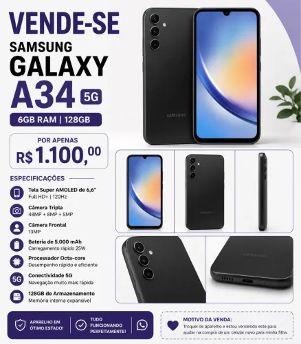 Samsung Galaxy A34 5G - Preto