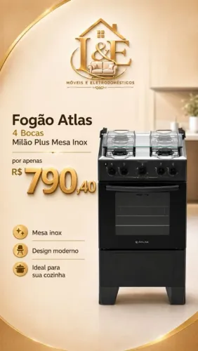 Fogão Atlas 4 bocas Milão plus automático