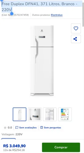 Geladeira Duplex 371 Litros
