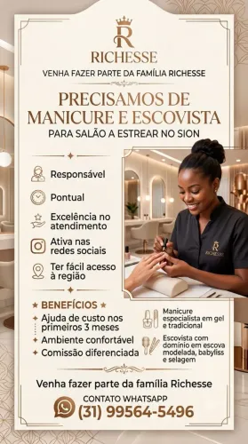 Precisamos de manicure e escovista para salao no Sion