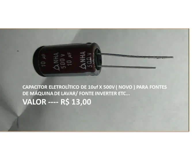 CAPACITOR ELETROLÍTICO DE 10uf X 500V NOVO