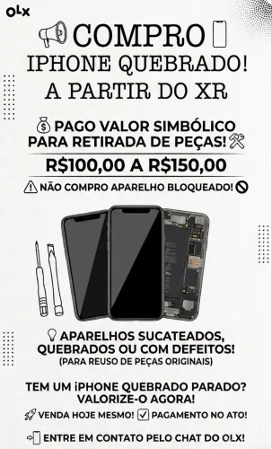 Compro iPhone Quebrado p/ Peças (A partir do XR) - Não Bloqueado