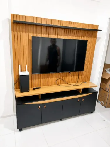 Home Conceito Candian 169cm Mdp/mdf Tvs 65pol Freijó/Preto Fosco
