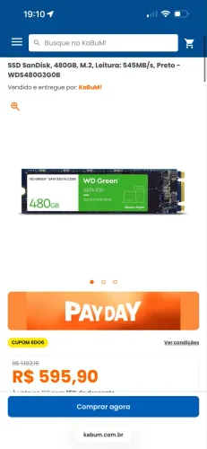 SSD SanDisk, 480GB, M.2, Leitura: 545MB/s, Preto - WDS480G3G0B