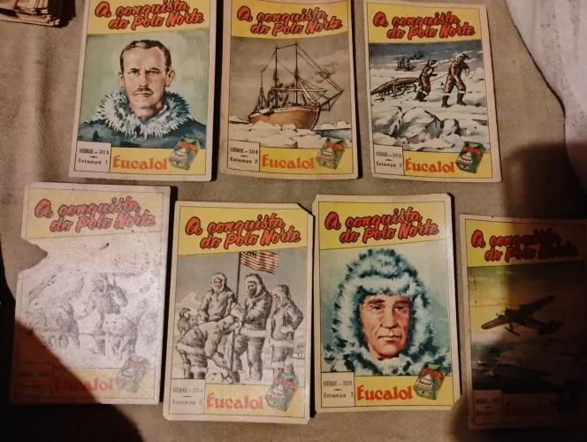Estampas Eucalol série Conquista do Pólo Norte lote com 7 unidades diferentes 