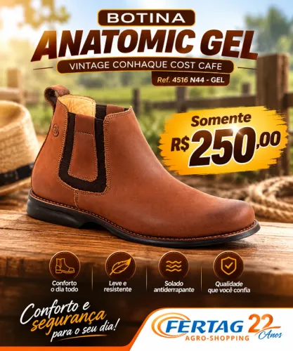 BOTINA ANATOMIC GEL VINTAGE CONHAQUE Nº 44.