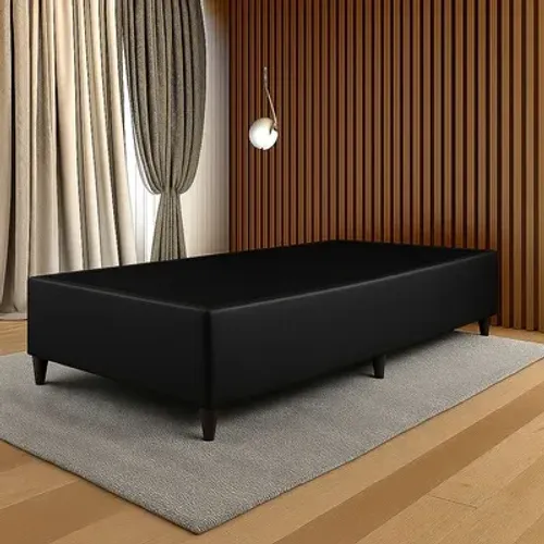 Base Box Solteiro Suede Preto (PRODUTO DE LOJA NOVO)+