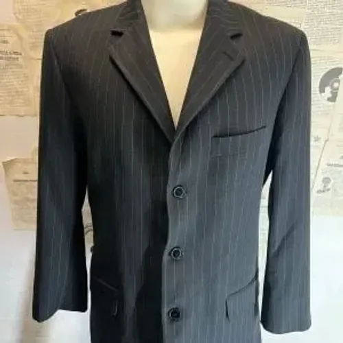 Terno Mr. Kitsch Masculino Microfibra Risca de Giz Preto - Frete Grátis