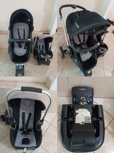 Carrinho Kiddo Compass II com bebê conforto acoplável + base para carro.