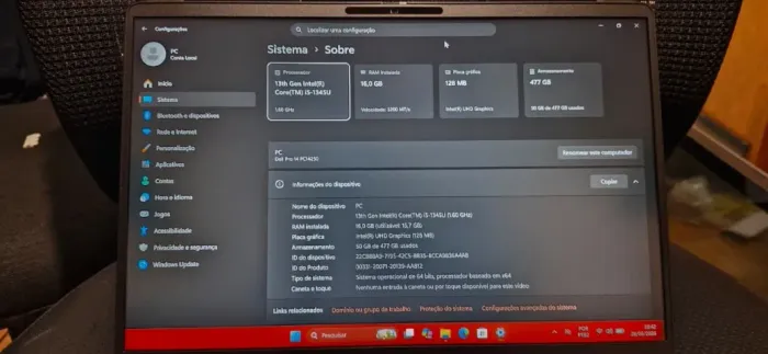 Notebook Dell Pro 14 Core i5-1345U I5 13th 16gb 512gb Winpro Cinza-escuro
