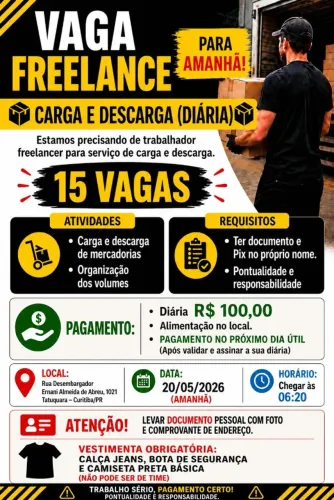Movimentador de Mercadorias (Carga e Descarga) - prestador de serviço.