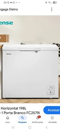 Freezer Hisense Dupla Ação 198 litros. 22 0 volts. Novo na caixa com nota fiscal e manual.