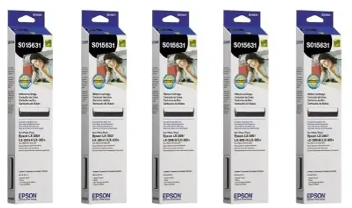 Kit 05 Fitas Matricial Original Epson Lx350 E Lx300 -s015631 Preto