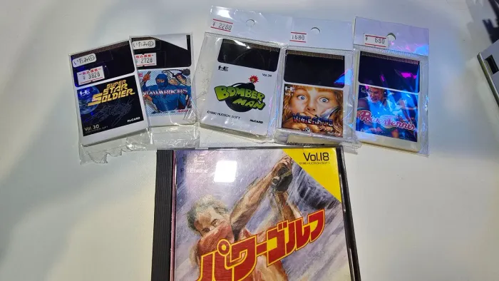 6 jogos originais PC Engine hucard (Bomberman, Star Soldier, Ninja Warriors, Vigilante...)