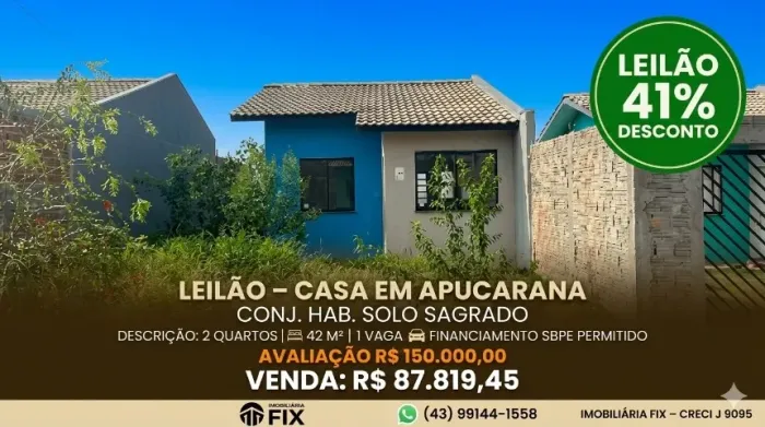 ? APUCARANA - Oportunidade de Moradia Solo Sagrado