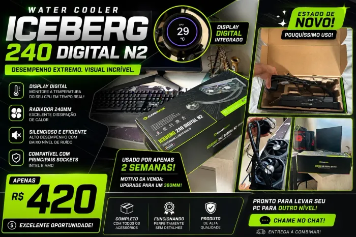 Water Cooler Iceberg 240 Digital N2 - Apenas 2 Semanas de Uso - R$ 420