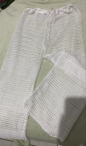 Calça tricô, saída de praia