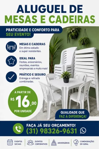Aluguel de Mesas e Cadeiras para Festas - Entrega Rápida