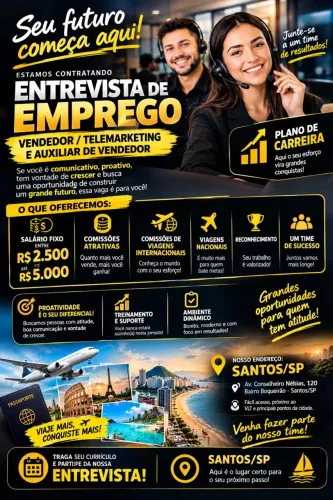 Vaga para Vendedor/Telemarketing