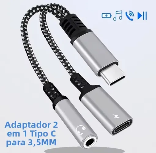Cabo conversor USB-C para 3,5mm PD60w