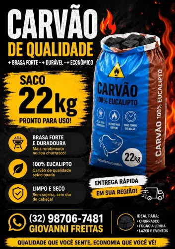 Vendo carvão direto da roça para seu evento