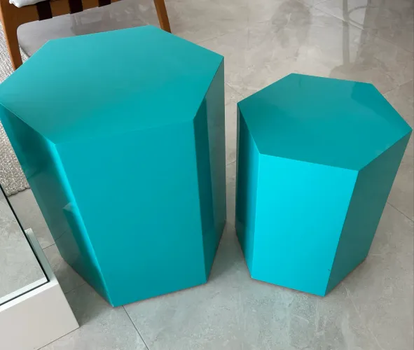 Conjunto de mesa lateral Laqueada Verde Piscina