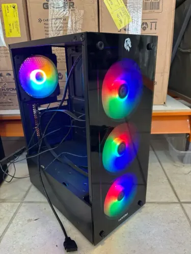 Gabinete game atx 4 fans rgb com vidro lateral e frontal
