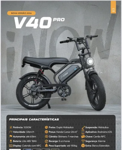 Bicicleta elétrica v40 pro novas