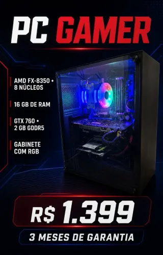 PC Gamer AMD FX-8350 16GB GTX 760 2GB com RGB<br>