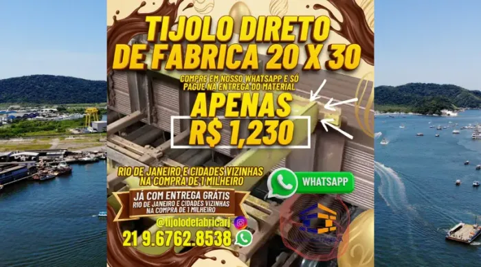 tijolo 10 furos 20x30 para construtoras 