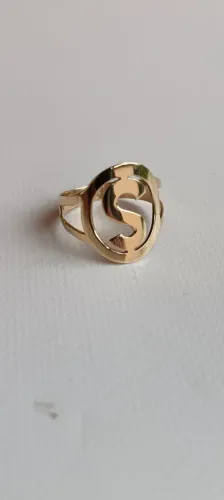ANEL DE OURO 18K LETRA S