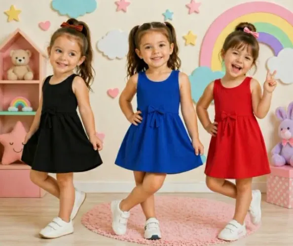 KIT COM 2 VESTIDOS LAÇO CANELADO BEBÊ / INFANTIL