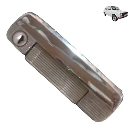 Macaneta Externa Porta Esquerda Puxador Fiat 147 1976 1986 Prateado Dianteira