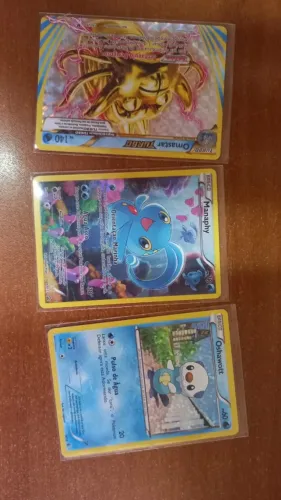 TCG Card Pokémon Manapgy XY113 promo; Oshawott 4/12 Mc Donalds; Omastar Turbo 19/124