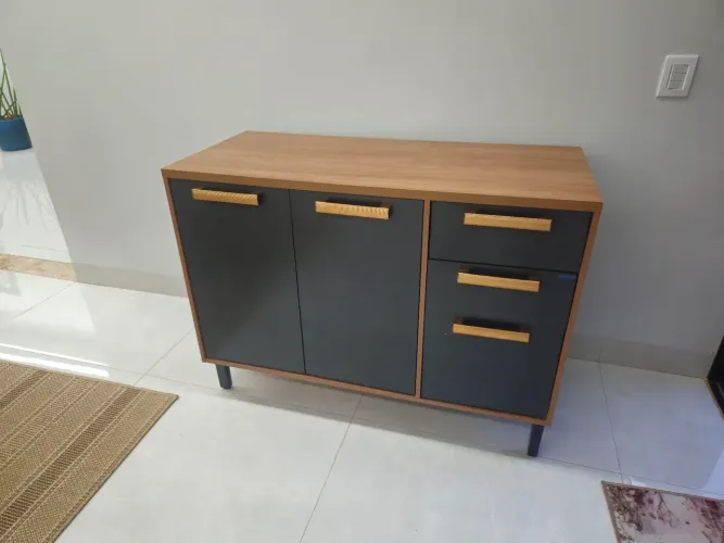 Balcão Multiuso Preto com Marrom