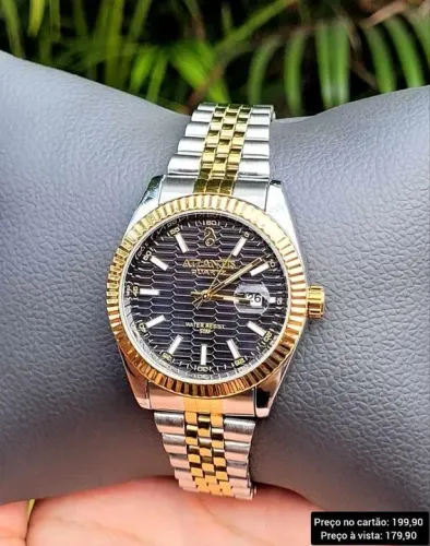 Relógio Masculino Atlantis Quartzo Dourado e Prata