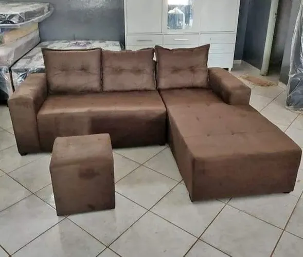 Sofá Chaise no Suede com Puf R$799,99 Entrega Hoje!!! Whatsapp *