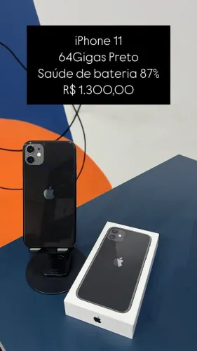 Vendo Iphone 11 64Gigas Preto saude de bateria 87% Impecável  | Loja Física |