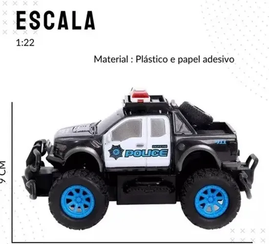 mini carro controle remoto  policia pick up cp110600 16cm