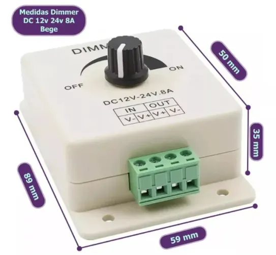 Dimmer Regulador De Tensão Led 12v A 24v 8a Dc / Cc  Automação Robótica COD-AM602 